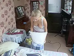 Downblouse Preparing The Bed