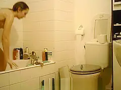 College teen 18+ Brunette Spy Bathroom 2