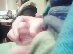 Brave guy strokes his penis in the public library