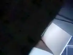 Fat ass teacher flicks her clit in the college toilet