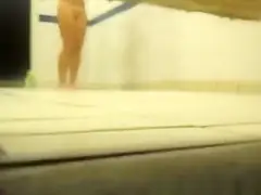 College teen 18+ spied in shower room washing her body
