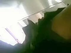 College girl up skirt on escalator