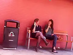 Crossed Legs In Pantyhose And Cowboy Boots Smoking